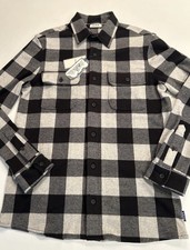 New Plaid Flannel Shirt M Black Gray Check Pockets Hipster