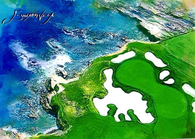 Pebble Beach Golf Links Authentic Artist Signed Limited Edition Print Card 16/50
