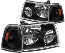 Pair of Headlights Ford Ranger 2001-2011 Black Housing/Amber Corner