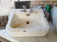 Vintage Porcelain Over Cast Iron Sink American Standard 24x20 White