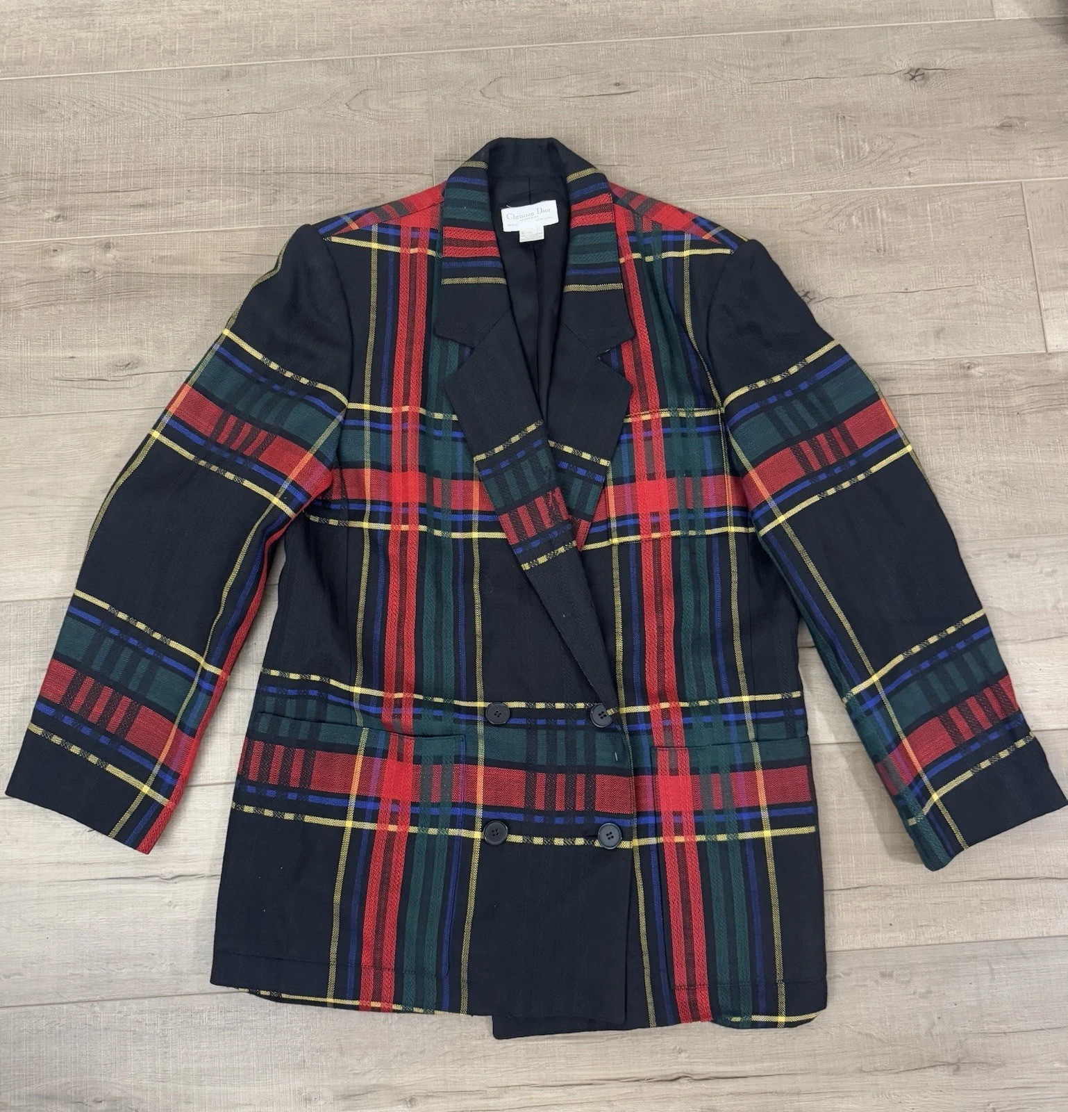 Dior — Vintage 80s Double Breasted Wool CHRISTIAN DIOR Blazer Womens Size 12 RARE