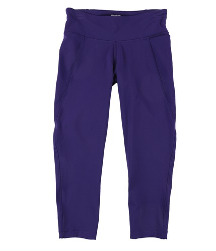 Reebok Womens Lux 3/4 Compression Athletic Pants, Purple, Small