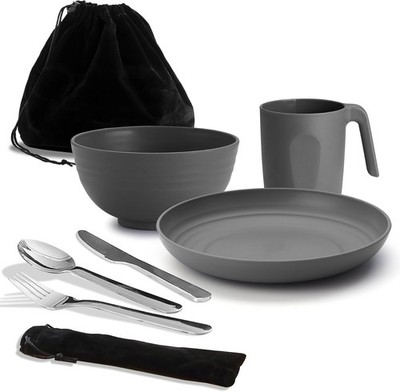 Reanea Camping Mess Kit for 1   Utensils Set w/ Knife, Fork, Spoon, Cup & Bowl