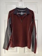 K HL Revel 1/4 Zip Sweater Men  s Maroon Grey Kashmira Fleece Size Small