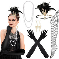 PLULON 1920S Flapper Great Gatsby Accessories Set Fashion Roaring 20'S Theme Set