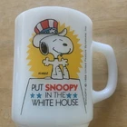 VINTAGE Snoopy For President Milk Glass Mug 1980 Collector Series No. 3