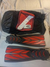 Atomic Open Heel Diving Fins, Medium, Red Split Blade Fins, SCUBA