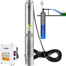 Deep Well Submersible Pump, 2HP 230V/60Hz, 37GPM 427 ft Head, with 33 ft Cord &