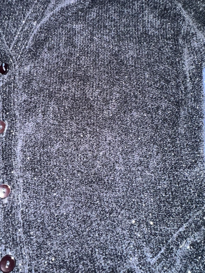 Vintage Black Velour Sparkling Cardigan Women’s Sweater Large - Image 4 of 4