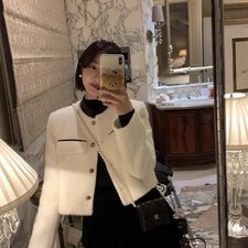 Tweed Leather Jacket Elegant Design Suitable for Formal Wear