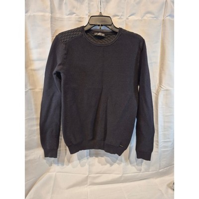 LOFT Mens Textured Crew Neck Sweater Dark Gray Quilted Size S Classic Slick Look