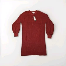 NWT Anthropologie Michael Stars Crewneck Bishop Dress Redwood Medium $198 MSRP