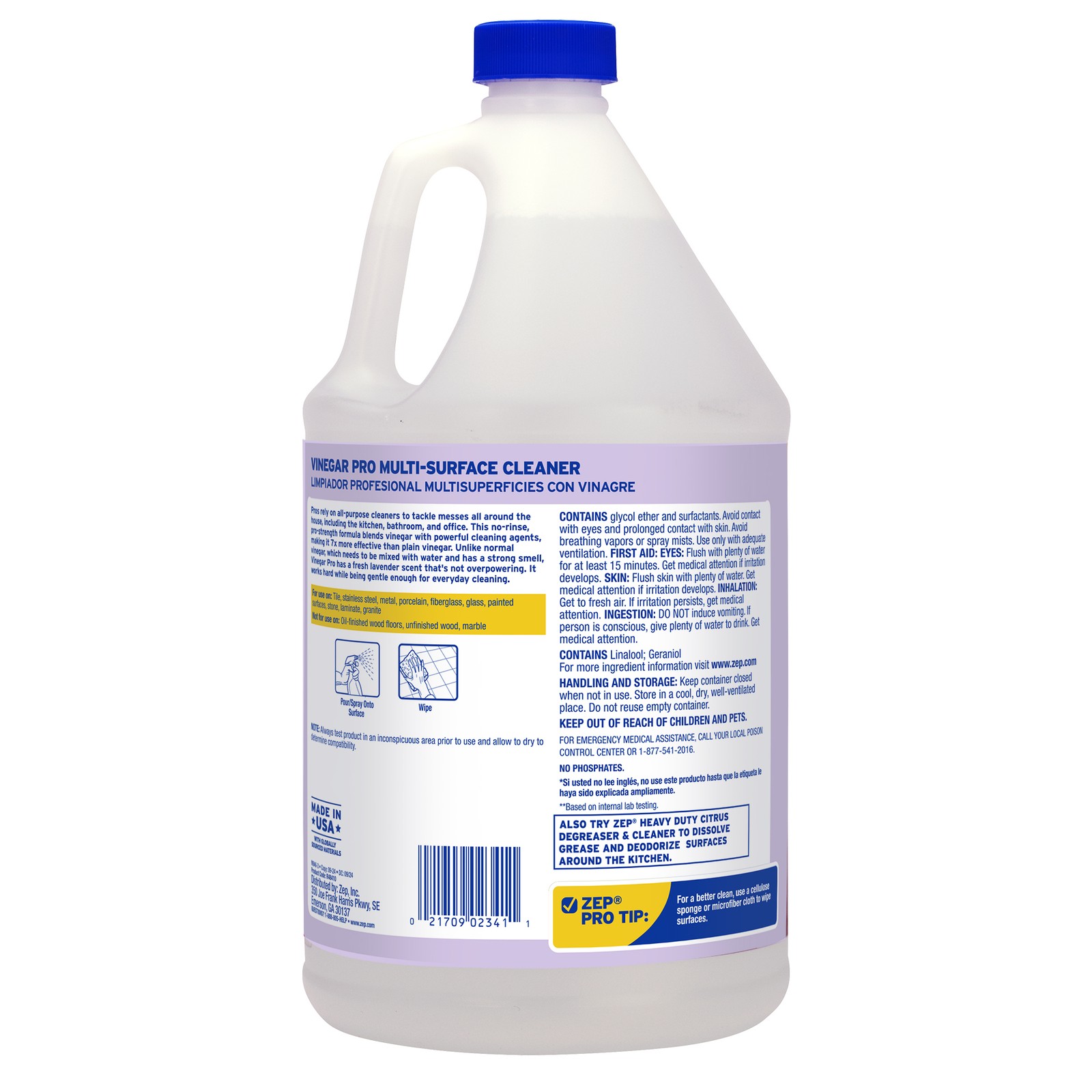 Zep Vinegar Pro Multi-Surface Cleaner (Case of 4) & Professional Sprayer Bottle