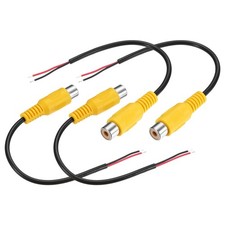 4-Pack 5.9" RCA Female Plug Jack to Bare Wire Connector Adapter Yellow
