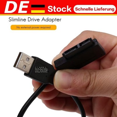 USB2.0 to 7+6 13P Slimline SATA Cable Adapter f. Laptop CD DVD Rom Optical Drive