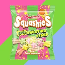 Swizzels Squashies Sour Shooting Stars Bag 4 oz Bag Foam Candy