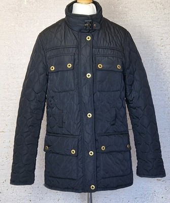 Firetrap Womens Quilted Jacket Black Size Gold Button Utility