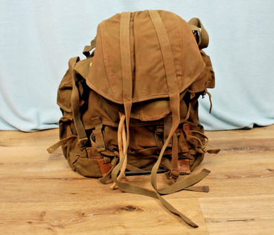 Vtg Late WWII Era British Army Bergen Backpack Rucksack Canvas Military Bag SAS
