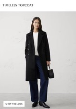 NWT Banana Republic Women s Timeless Topcoat Black Wool Blend Size Large