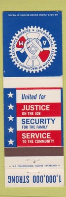 Matchbook Cover - Machinists and Aerospace Workers Union