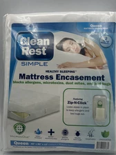 NEW Clean Rest Simple Water Resistant Mattress Bed Bug Dust Mites Cover Queen