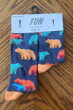 FUN Crew Socks SR and JR Matching Bear 2 pair   New / Free Ship