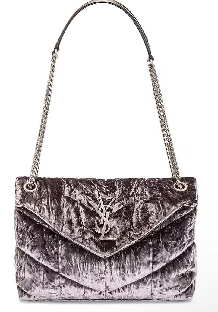 Nuovissima borsa a tracolla Saint Laurent YSL Loulou piccola catena tampone grigio ferro