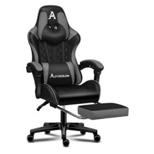 ALFORDSON Gaming Chair Office Racer Large Lumbar Cushion Footrest Seat Leather