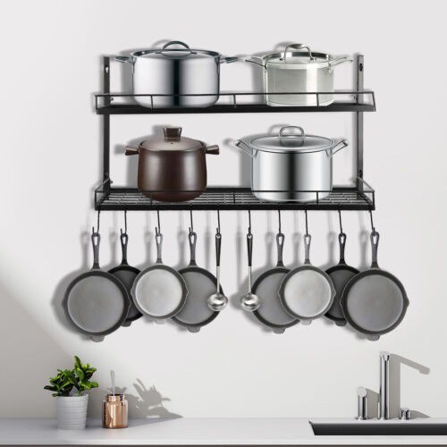 Organizador de estante para ollas y sartén soporte de pared para almacenamiento utensilios de cocina colgante - Imagen 1 de 15