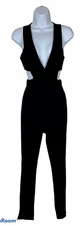 Sleeveless Jumpsuit Women Rompers Bodysuit Blouse Sexy V Neck Black Size S