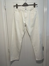 LADIES LA REDOUTE WHITE BOYFRIEND ANKLE GRAZER JEANS UK SIZE 10 BRAND NEW