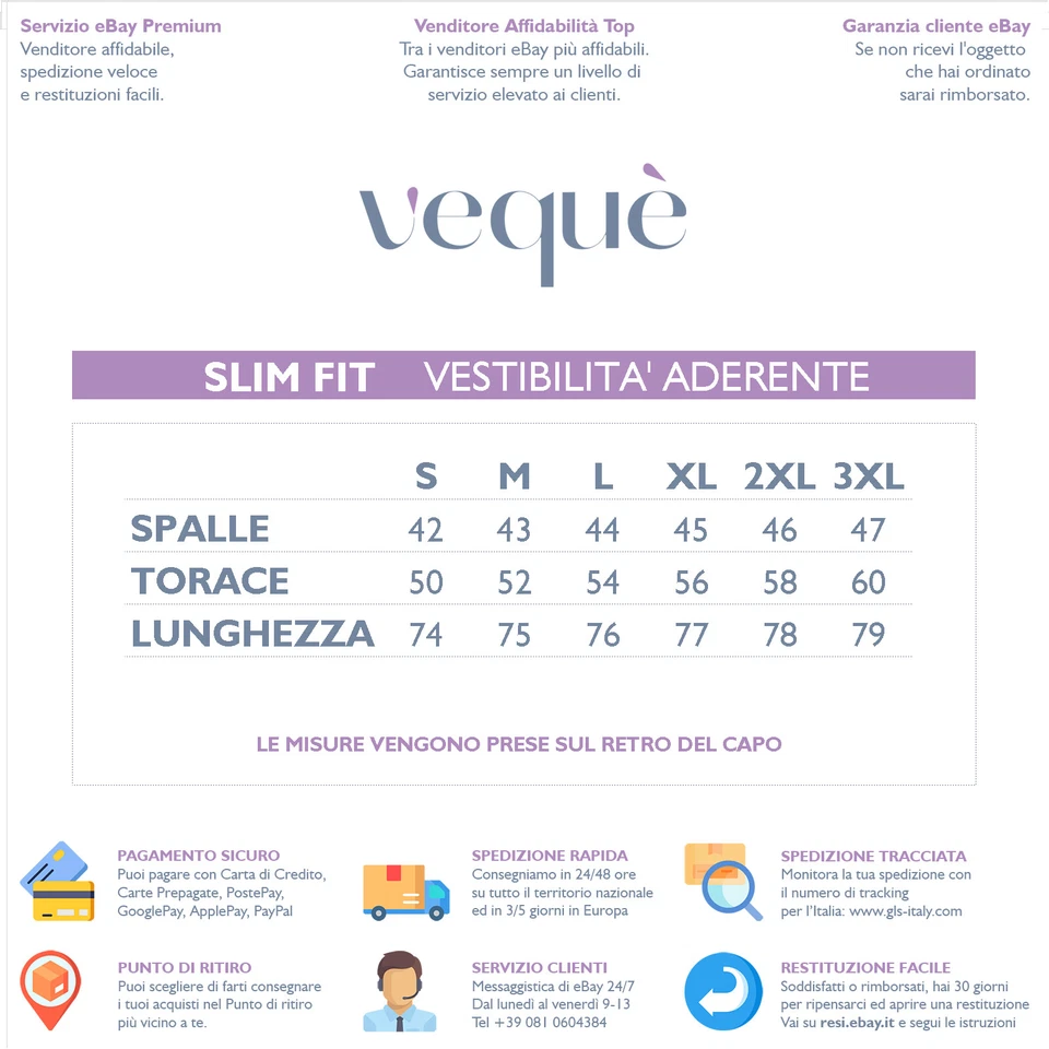 Camicia Uomo Di Lino Casual Slim Fit Manica Lunga Collo Serafino 3 Bottoni VEQUE - Immagine 2 di 4