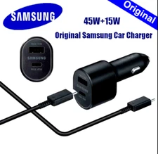 Original New Samsung 45W 2 Ports Super Fast Charging Dual Car Charger with Cable