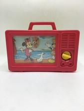 Vintage IDEAL Disney Mickey Mouse Plastic Musical TV Wind Up Carry Toy Beach 