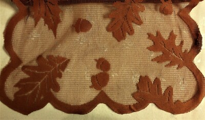 NWT Brother Sister Mesh Table Runner, Burnt Orange w/Oak Leaves 13'' x 72''