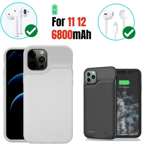 6800mAh Battery Case smart For iPhone 11/12 Pro Max Power Bank Charging Cover