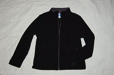 Boys Zip Up Jacket SOFT FLEECE Two Pockets BLACK Gray Accents XS 4-5