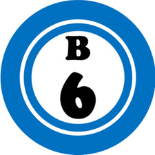 B 6 B6 Bingo Ball - 3 Inch Circle Sticker 3" x 3" - Hobby Number Board Lucky