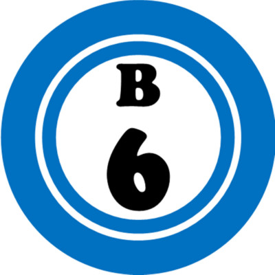 B 6 B6 Bingo Ball - 3 Inch Circle Sticker 3'' x 3'' - Hobby Number Board Lucky