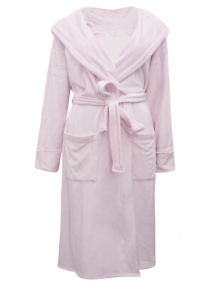 m&s ladies dressing gown WOMENS Luxury Hooded Dusty Pink Comfy Robe 8 10 12 14 16 18 womens fluffy dressing gown