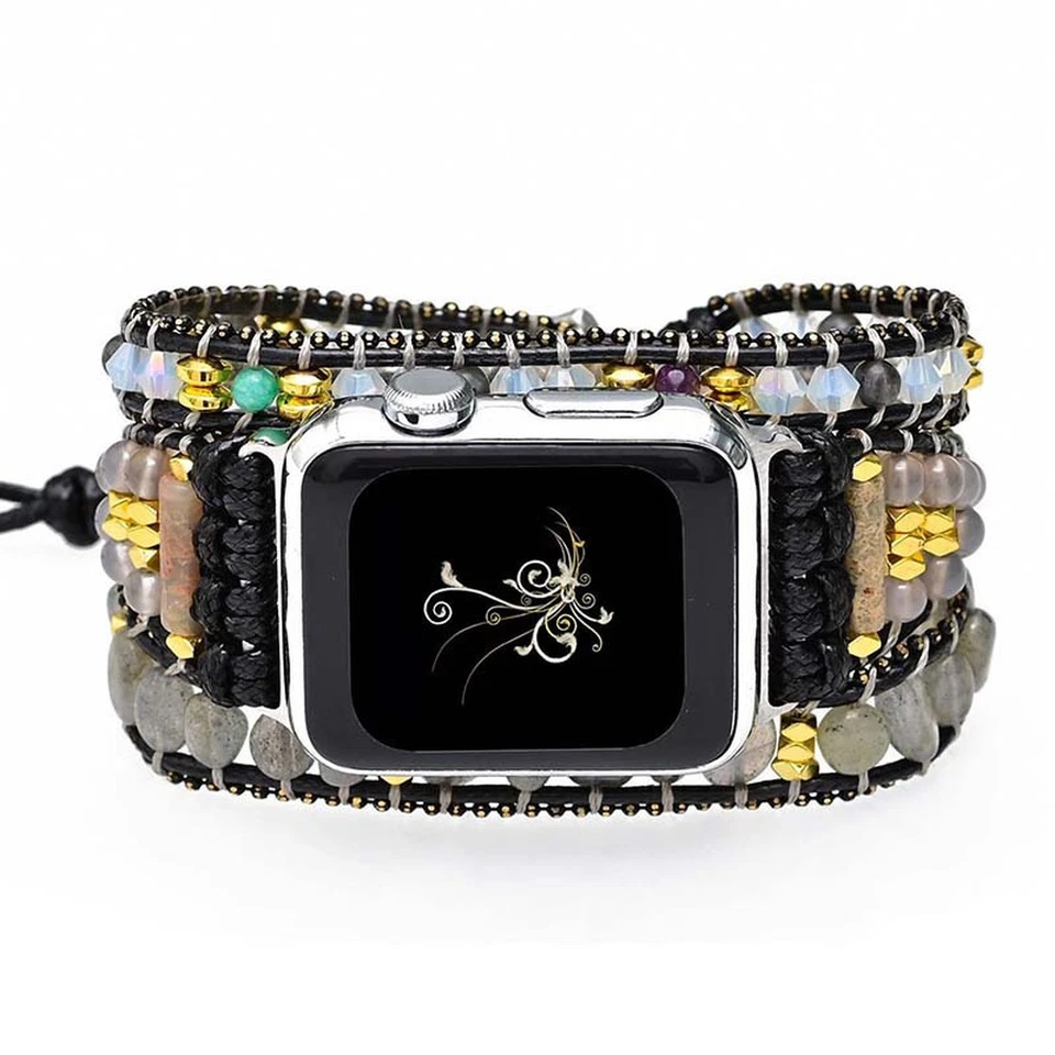 Retro Natural Stone Watch Band Replacement Strap for Apple Watch Series 7 6 5 4 - Image 3 of 4