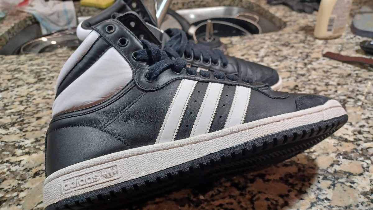 Adidas Top Ten Mens black Leather Hi Top Athletic sneaker Adidas Top Ten Mens black Leather Hi Top Athletic sneaker