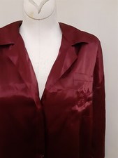 Vintage Jo Intimates Silky Shirt Pajamas Nightgown Lingerie Sleepwear Burgundy
