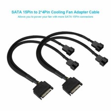 2Pcs 15Pin to 2x 4Pin PC Cooling Fan Power Adapter Extension Cable Wire GB