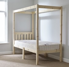 Four POSTER BED FRAME - 3ft Single solid pine 4 poster bed (EB48)