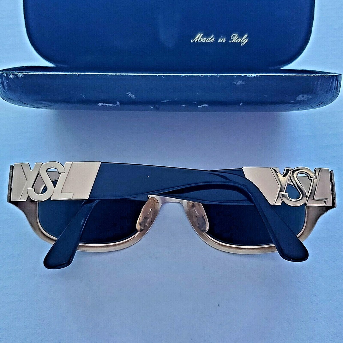 YVES SAINT LAURENT RARE YSL GOLD OVAL FRAME WRAP SUNGLASSES MADE