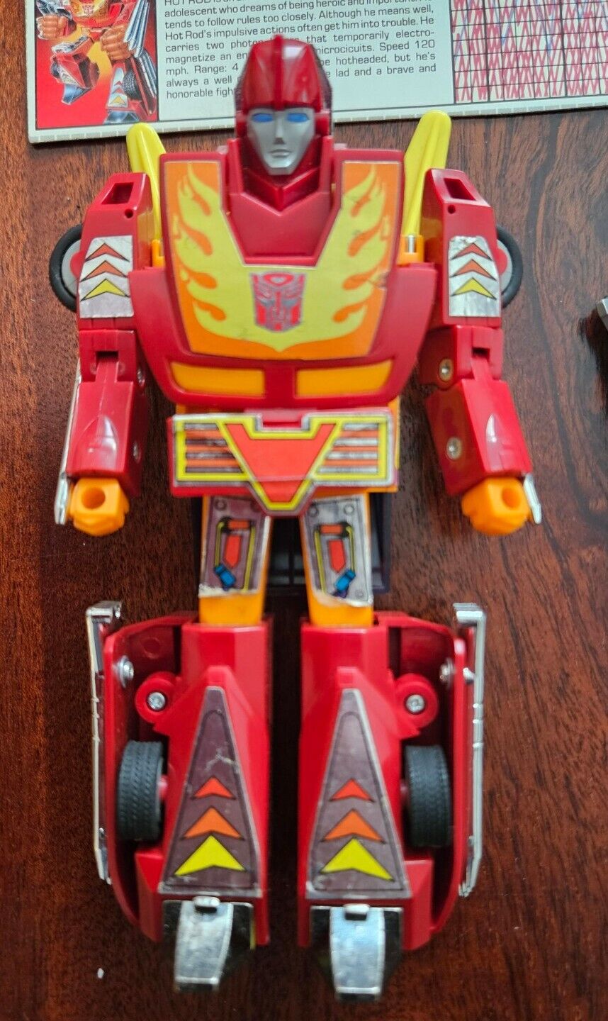 G1 HOT ROD Metal Toes complete 1986 Hasbro Transformers Tech Spec 