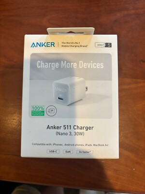Anker 511 30W GaN USB-C Charger Adapter - Aurora White - NEW