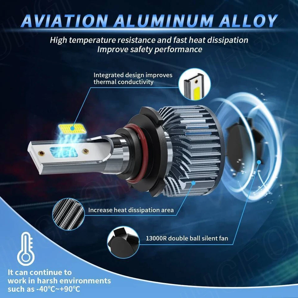 Kit de 4 bombillas LED de haz alto bajo 6000 k para Toyota Corolla 2005-2008 Foto 4 de 4