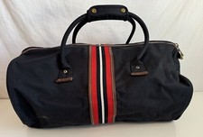 Tommy Hilfiger Vintage 90 s Overnight Duffle Bag Zippered Canvas Handles Leather